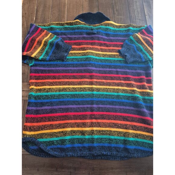 Vintage Stefano Rainbow Striped Polo Sweater One Size - Picture 2 of 4